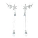 Blossom Long Tassel Dangle Stud Earrings
