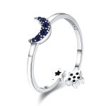 Blue Moon and Star Adjustable Ring