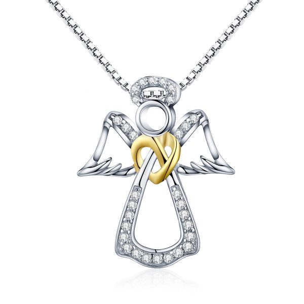 Guardian Angel Gold Heart Pendant & Necklace