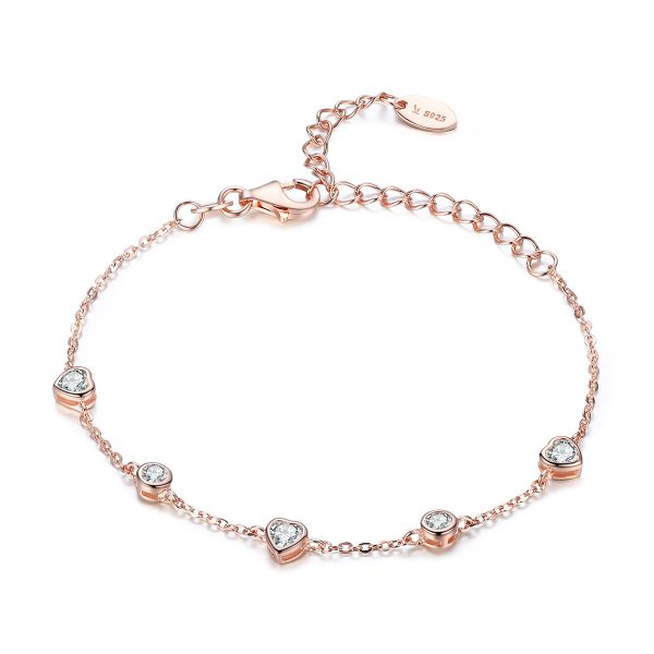 Hearts Rose Gold Chain Bracelet