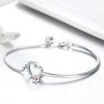 Hearts Pink Zirconia Chain Bracelet - Image 2
