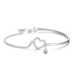 Hearts Pink Zirconia Chain Bracelet