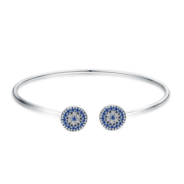Lucky Blue Eyes Zirconia Open Bangle