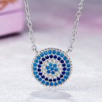 Round Blue Crystal Lucky Eye Necklace - Image 3