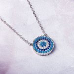 Round Blue Crystal Lucky Eye Necklace - Image 2