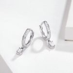 Round Zirconia Dangle Hoop Earrings - Image 4