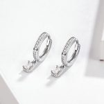 Round Zirconia Dangle Hoop Earrings - Image 3