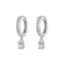 Round Zirconia Dangle Hoop Earrings