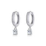 Round Zirconia Dangle Hoop Earrings