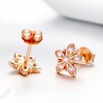 Star Flower Rose Gold Plated Stud Earrings - Image 3