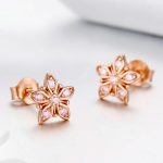 Star Flower Rose Gold Plated Stud Earrings - Image 2