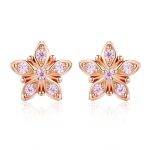 Star Flower Rose Gold Plated Stud Earrings