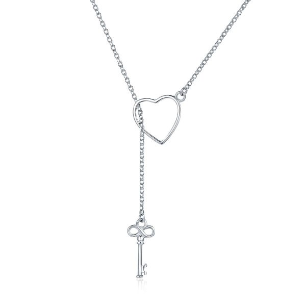 Sweet Key of Heart Lock Link Necklace
