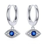 The Lucky Eye Blue Zirconia Dangle Hoop Earrings