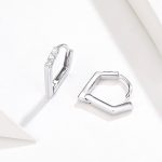 V Shape Zirconia Hoop Earrings - Image 2