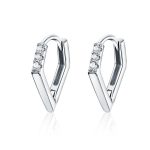 V Shape Zirconia Hoop Earrings