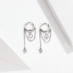 Waterdrop Round Chain Dangle Hoop Earrings - Image 3