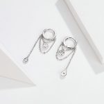 Waterdrop Round Chain Dangle Hoop Earrings - Image 2