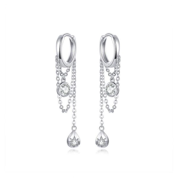Waterdrop Round Chain Dangle Hoop Earrings