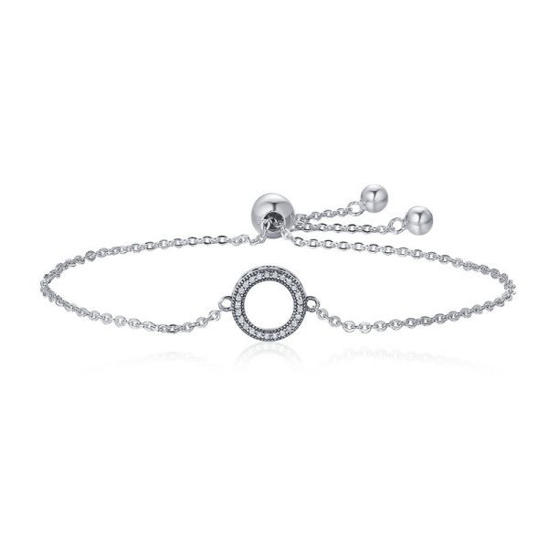 Round Circle Zirconia Chain Slider Adjustable Bracelets 1