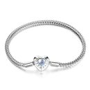 Moonstone Heart Clasp Snake Chain Bracelet