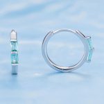 Turquoise Rectangles Hoop Earrings - Image 3