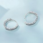 Pavé Black Stones Hoop Earrings - Image 4