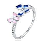 Blue & Pink Butterflies Band Ring