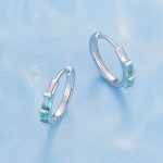 Turquoise Rectangles Hoop Earrings - Image 2
