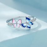 Blue & Pink Butterflies Band Ring - Image 4
