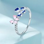 Blue & Pink Butterflies Band Ring - Image 3