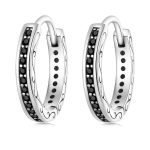 Pavé Black Stones Hoop Earrings