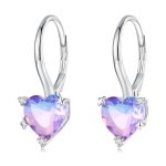 Gradient Heart Stone Hoop Earrings - Image 2