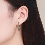 Green CZ Rose Gold Hoop Earrings - Image 5