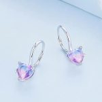 Gradient Heart Stone Hoop Earrings - Image 4