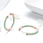 Green CZ Rose Gold Hoop Earrings - Image 3