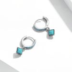 Turquoise Squares Drop Earrings - Image 3