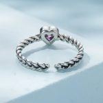 Braided Pink Heart Adjustable Ring - Image 4