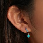Turquoise Squares Drop Earrings - Image 6