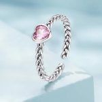 Braided Pink Heart Adjustable Ring - Image 3