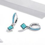 Turquoise Squares Drop Earrings - Image 5