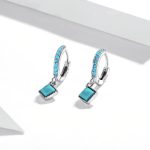 Turquoise Squares Drop Earrings - Image 4