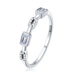 Rectangle Stones Halo Ring