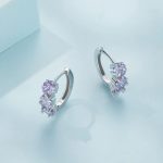 Dazzling Purple Stones Hoop Earrings - Image 3