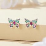 Colorful Butterfly Stud Earrings - Image 3