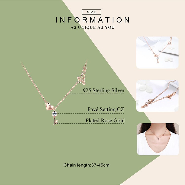 Key & Heard Rose Gold Pendant Necklace