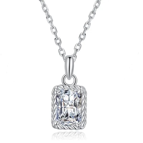 Dazzling Square Gem Pendant Necklace