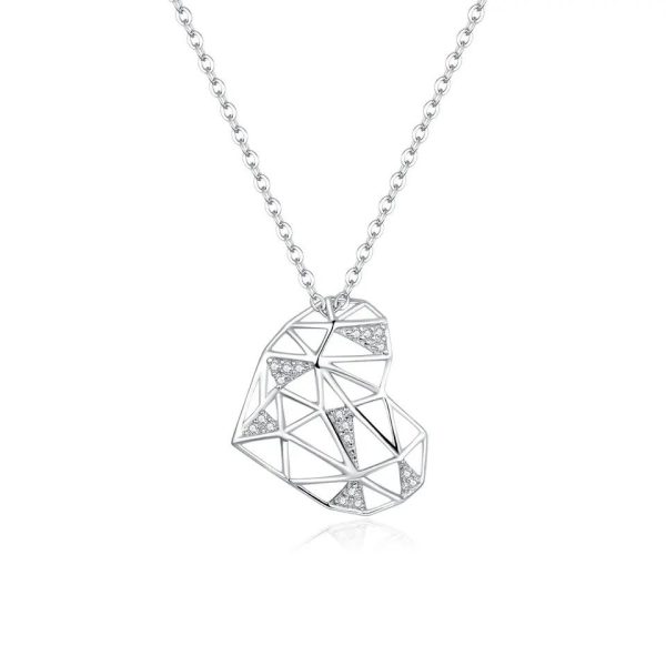 Geometric Heart Pendant Necklace