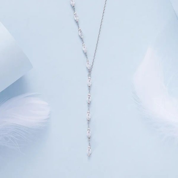 CZ Waterdrops Y Shape Necklace