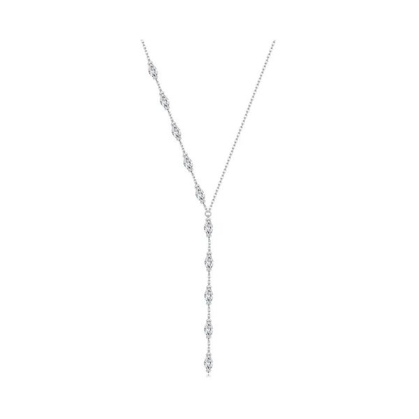 CZ Waterdrops Y Shape Necklace